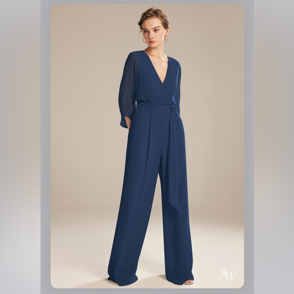AW Bridal 3/4 Sleeve Navy Jumpsuit - Size 24 NWT